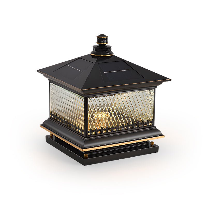 Diamond Solar Post Outdoor Light | Solar Powered | Black