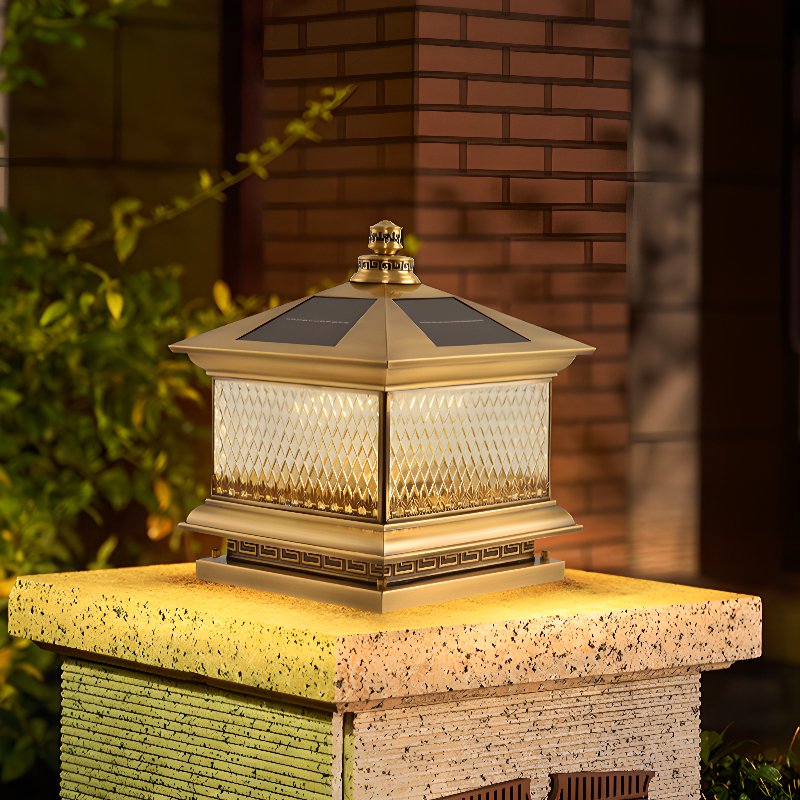Diamond Solar Post Outdoor Light | Solar Powered | Black