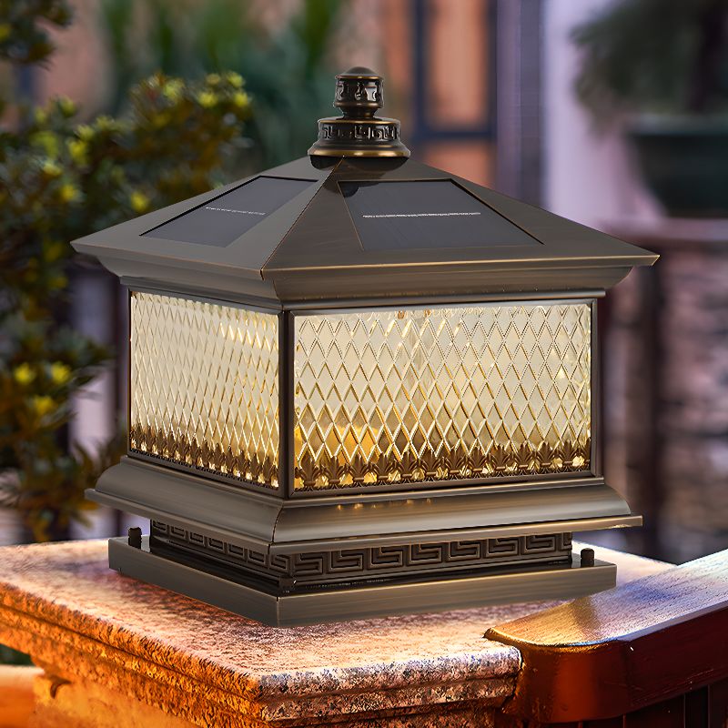 Diamond Solar Post Outdoor Light | Solar Powered | Black