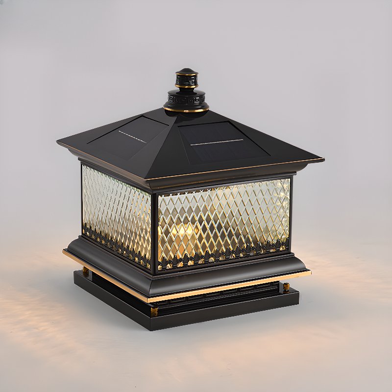 Diamond Solar Post Outdoor Light | Solar Powered | Black