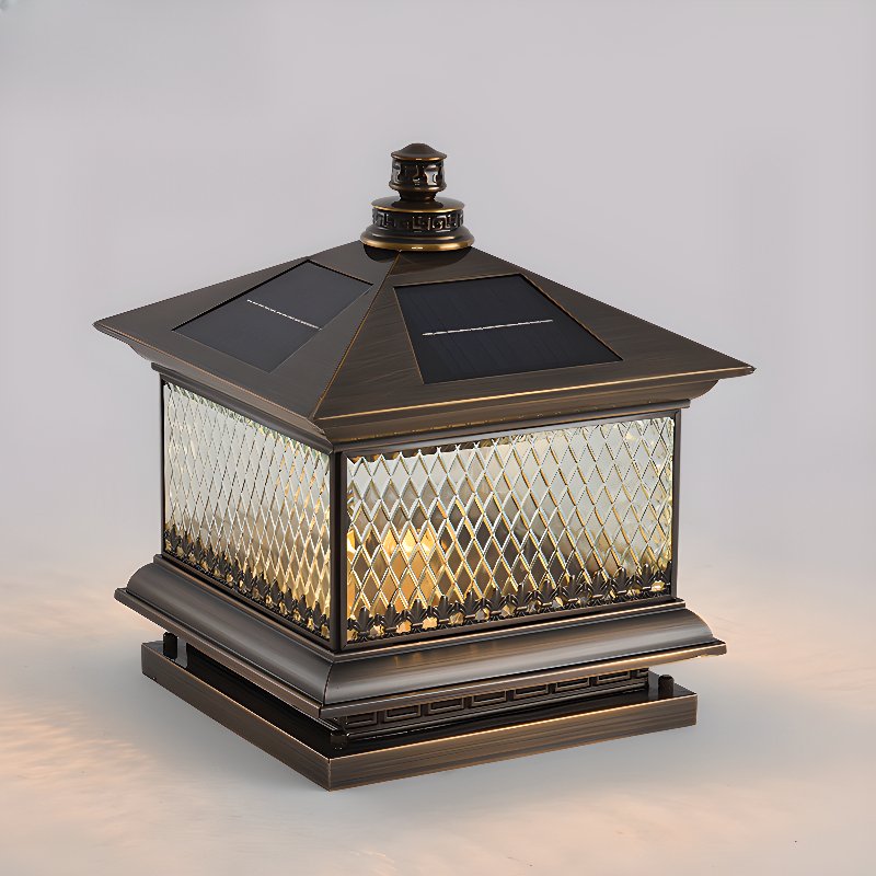 Diamond Solar Post Outdoor Light | Solar Powered | Black