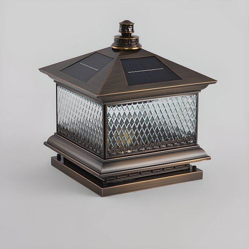 Diamond Solar Post Outdoor Light | Solar Powered | Black
