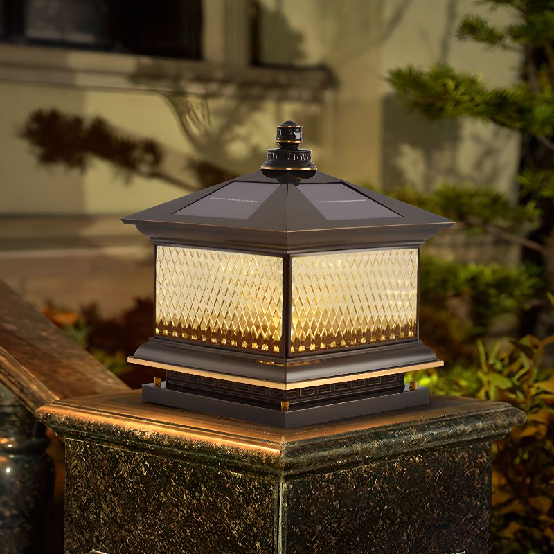 Diamond Solar Post Outdoor Light | Solar Powered | Black
