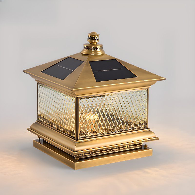 Diamond Solar Post Outdoor Light | Solar Powered | Black