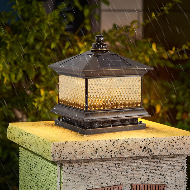 Diamond Solar Post Outdoor Light | Solar Powered | Black