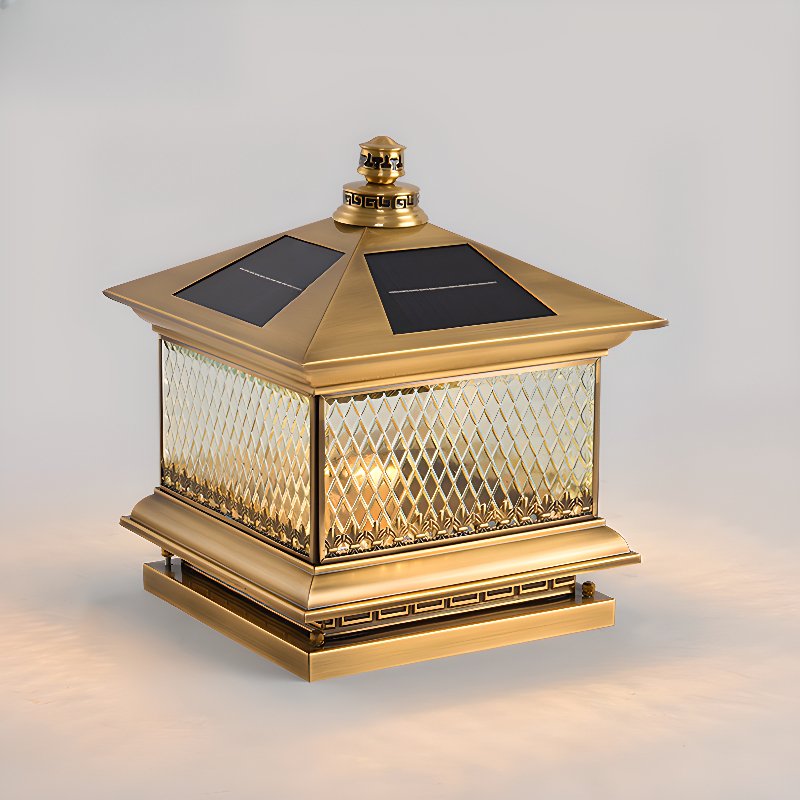 Diamond Solar Post Outdoor Light | Solar Powered | Black