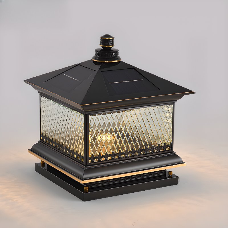 Diamond Solar Post Outdoor Light | Solar Powered | Black