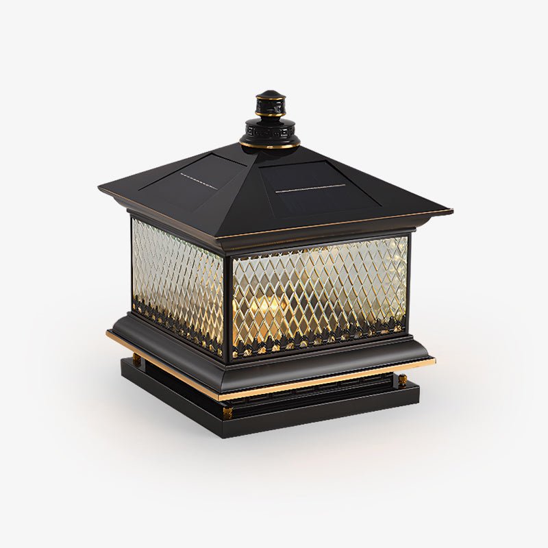 Diamond Solar Post Outdoor Light | Solar Powered | Black