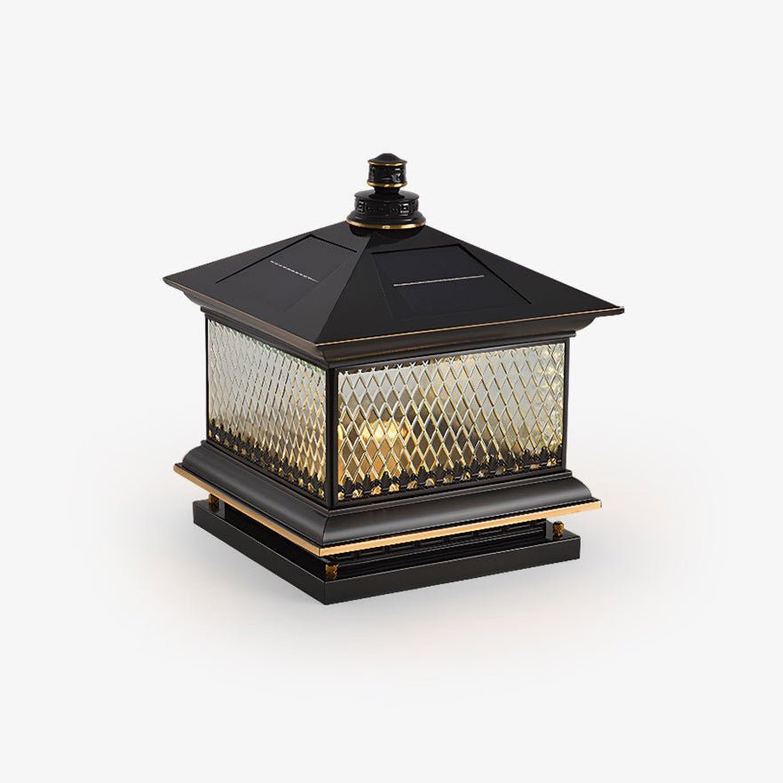 Diamond Solar Post Outdoor Light | Solar Powered | Black