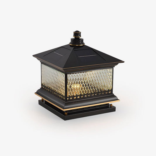 Diamond Solar Post Outdoor Light | Solar Powered | Black