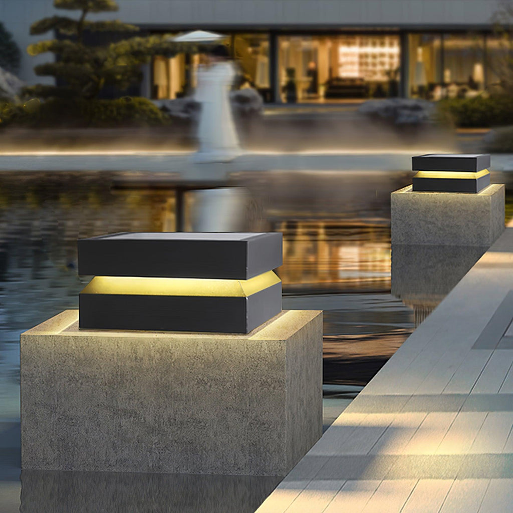 Square Post Outdoor Light | Weather-Resistant Metal & Acrylic | Black