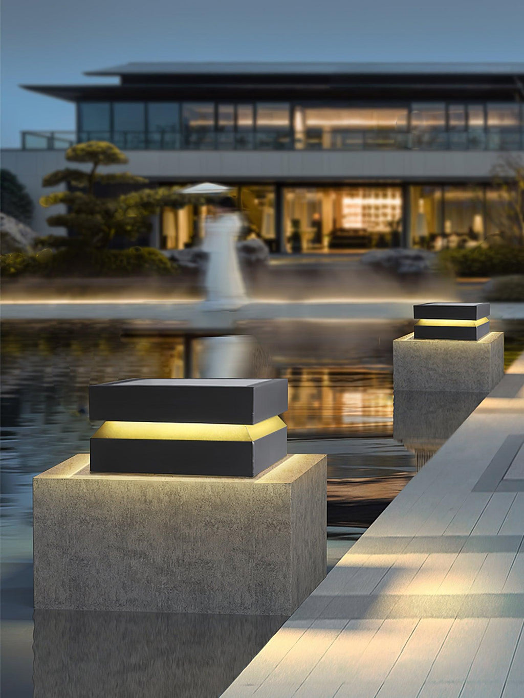 Square Post Outdoor Light | Weather-Resistant Metal & Acrylic | Black