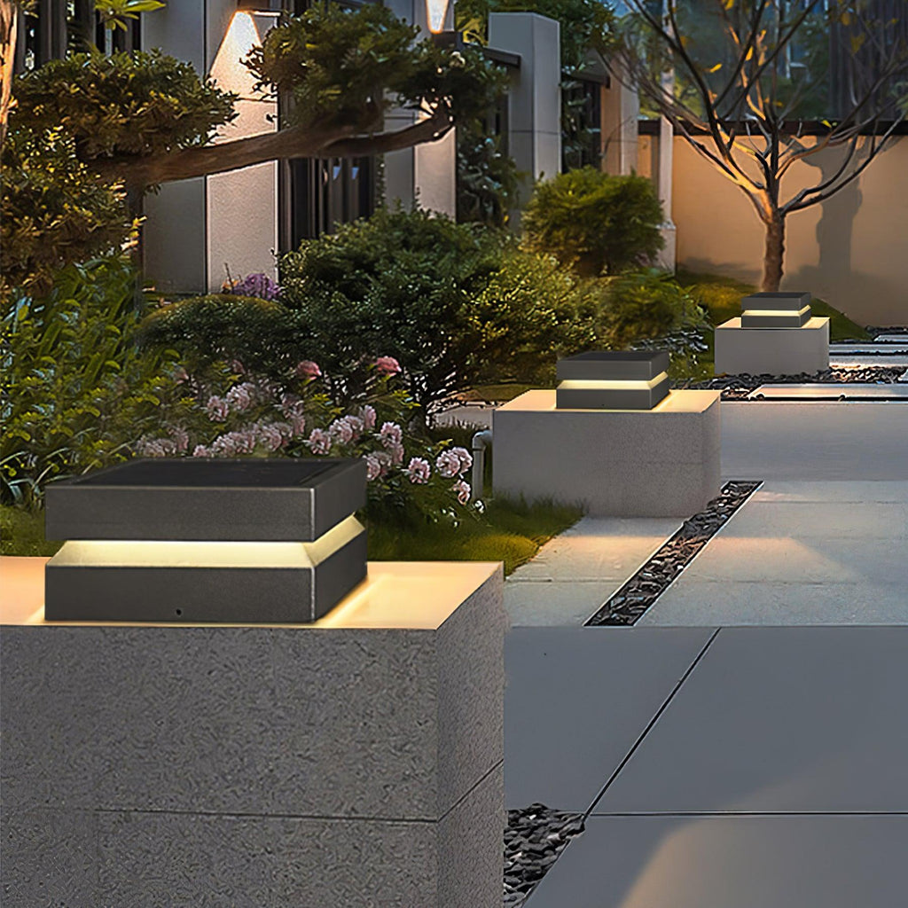 Square Post Outdoor Light | Weather-Resistant Metal & Acrylic | Black