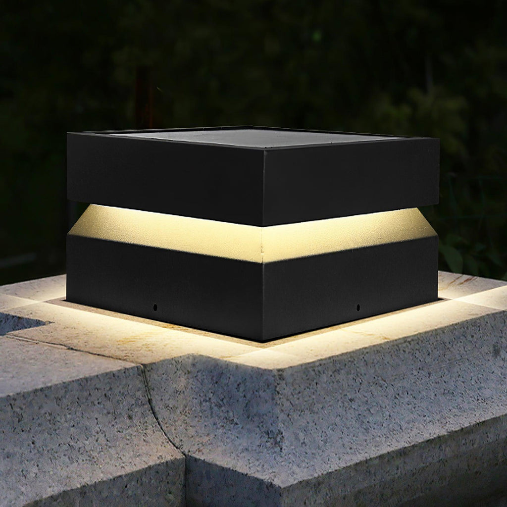 Square Post Outdoor Light | Weather-Resistant Metal & Acrylic | Black