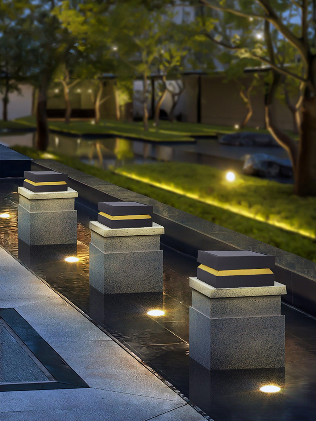 Square Post Outdoor Light | Weather-Resistant Metal & Acrylic | Black