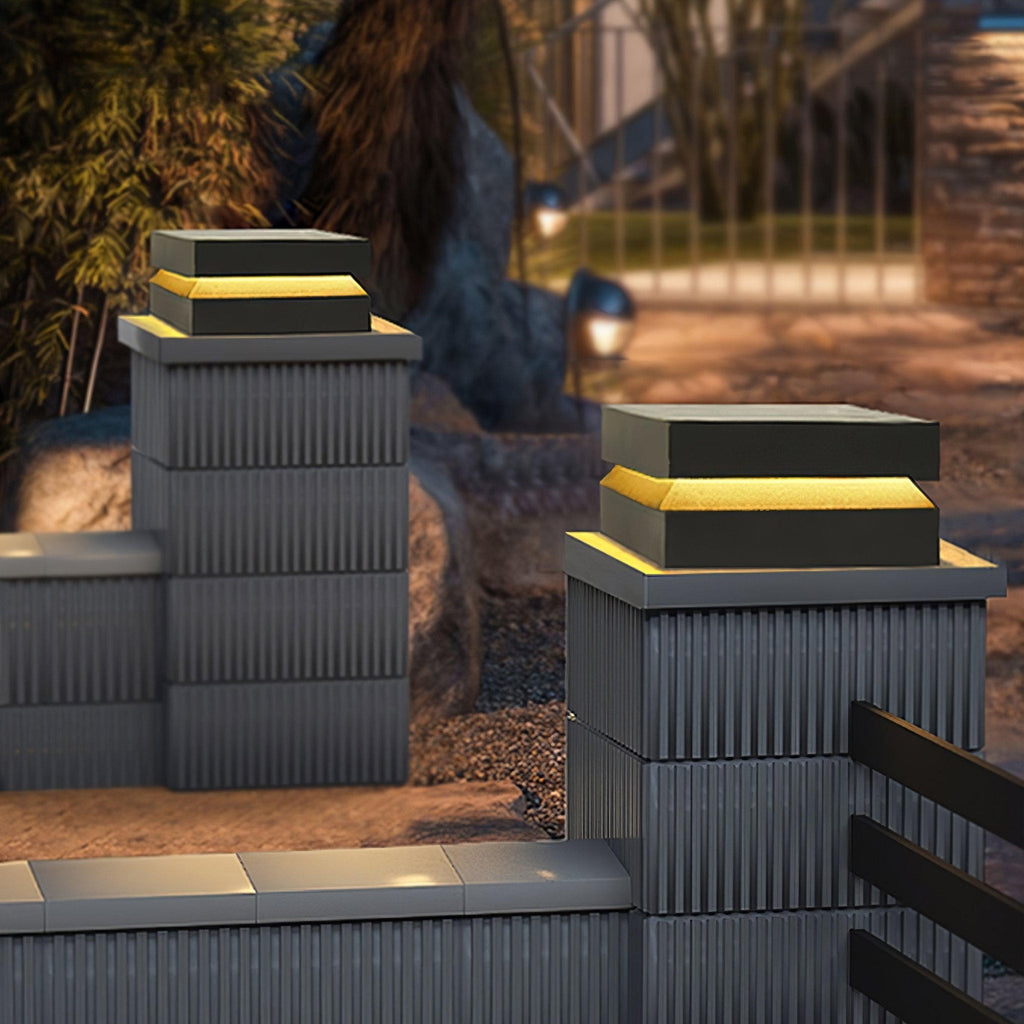 Square Post Outdoor Light | Weather-Resistant Metal & Acrylic | Black