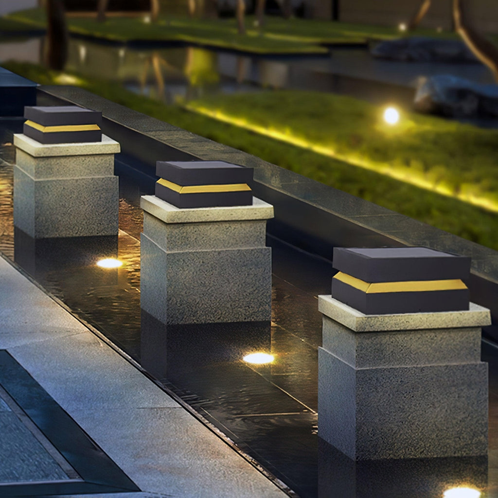 Square Post Outdoor Light | Weather-Resistant Metal & Acrylic | Black