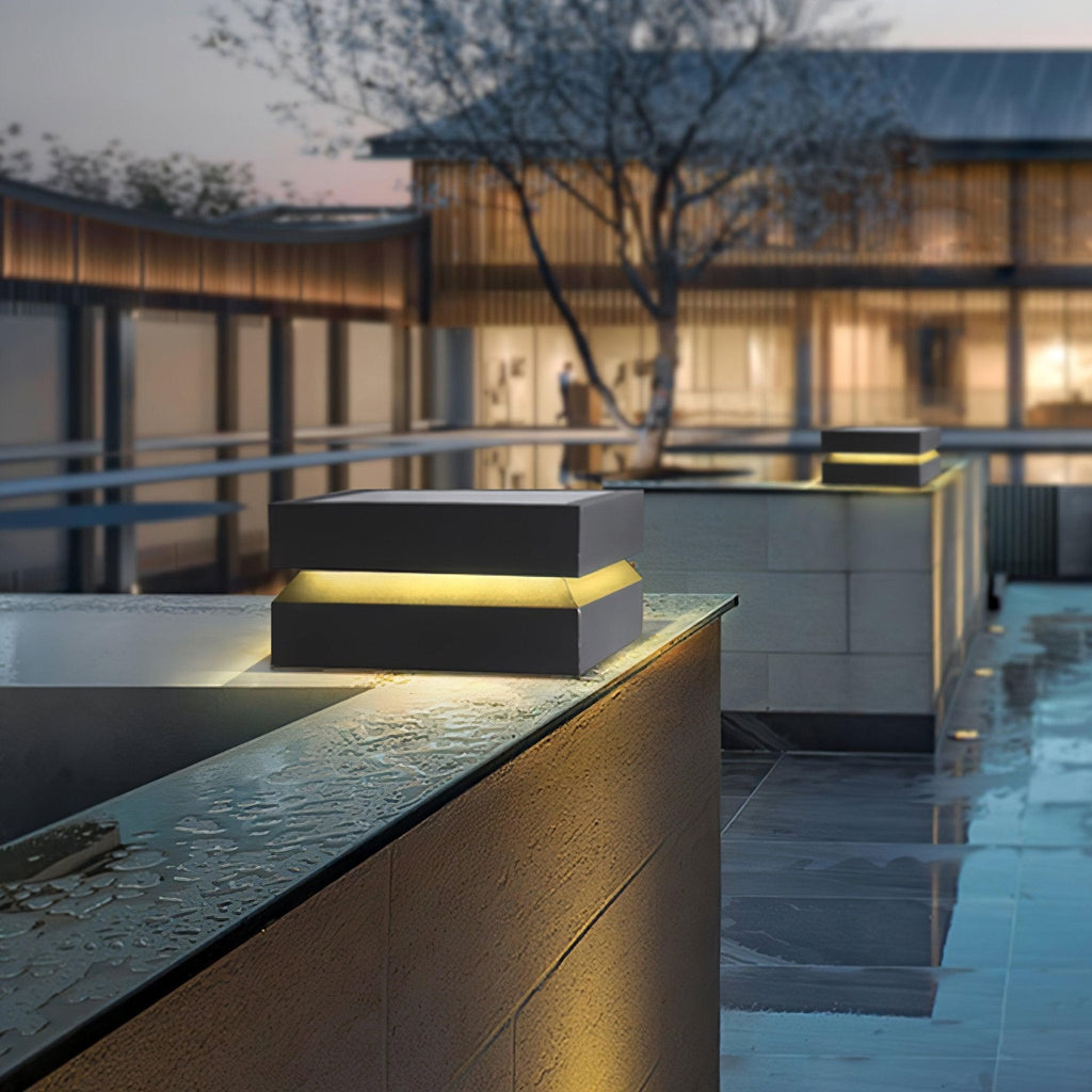 Square Post Outdoor Light | Weather-Resistant Metal & Acrylic | Black