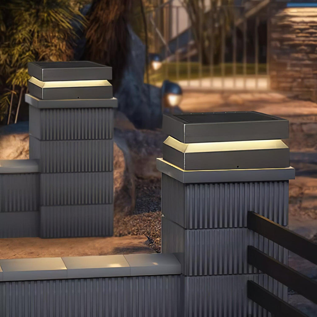 Square Post Outdoor Light | Weather-Resistant Metal & Acrylic | Black