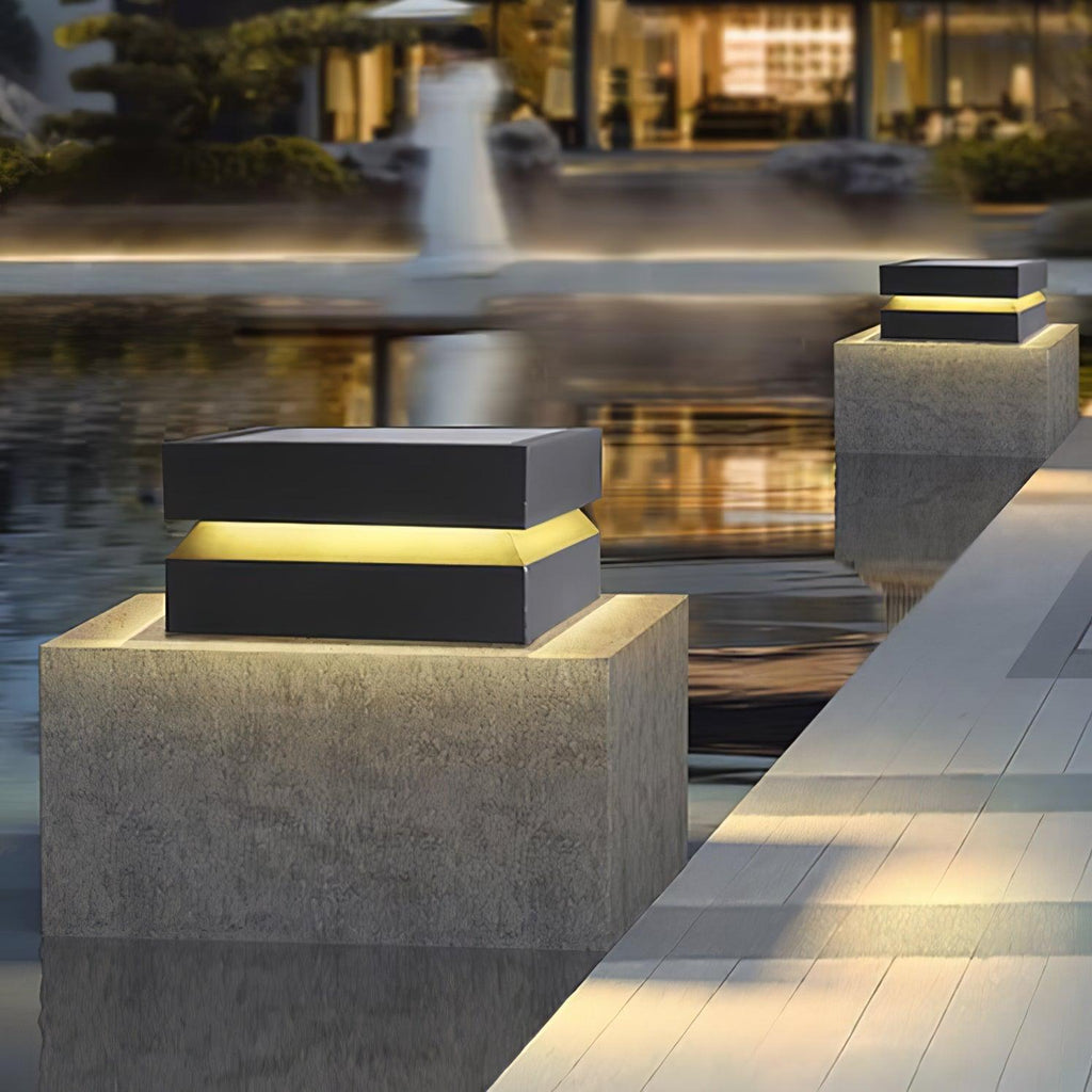 Square Post Outdoor Light | Weather-Resistant Metal & Acrylic | Black