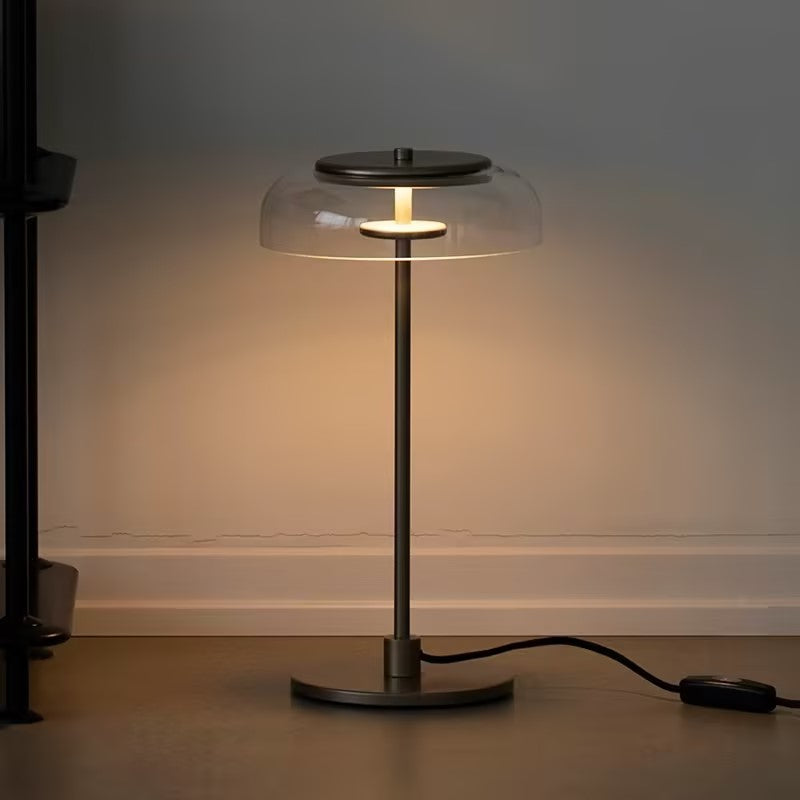 Solara Table Lamp | Brass & Glass | Clear or Grey Shade