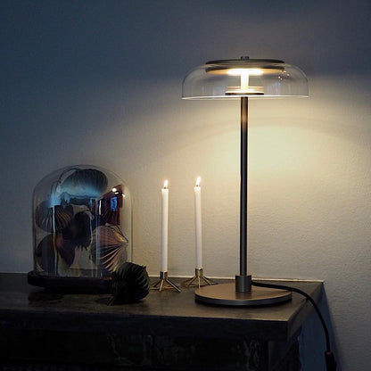 Solara Table Lamp | Brass & Glass | Clear or Grey Shade