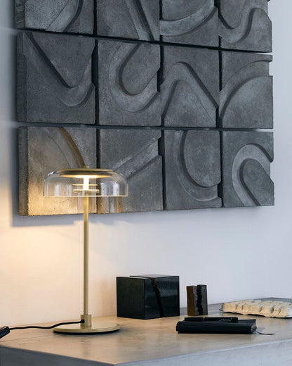 Solara Table Lamp | Brass & Glass | Clear or Grey Shade