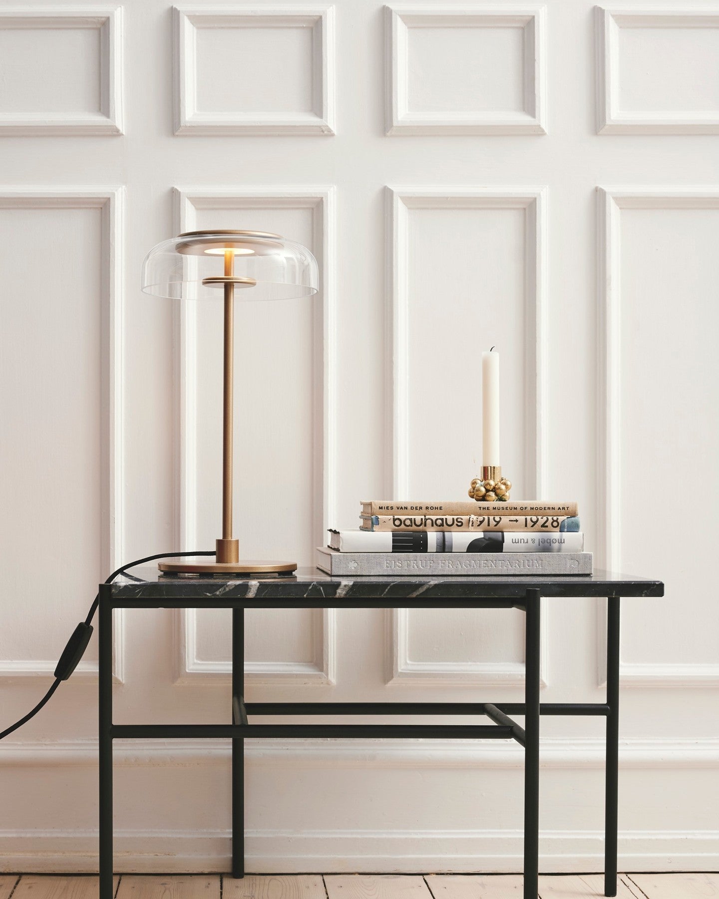 Solara Table Lamp | Brass & Glass | Clear or Grey Shade