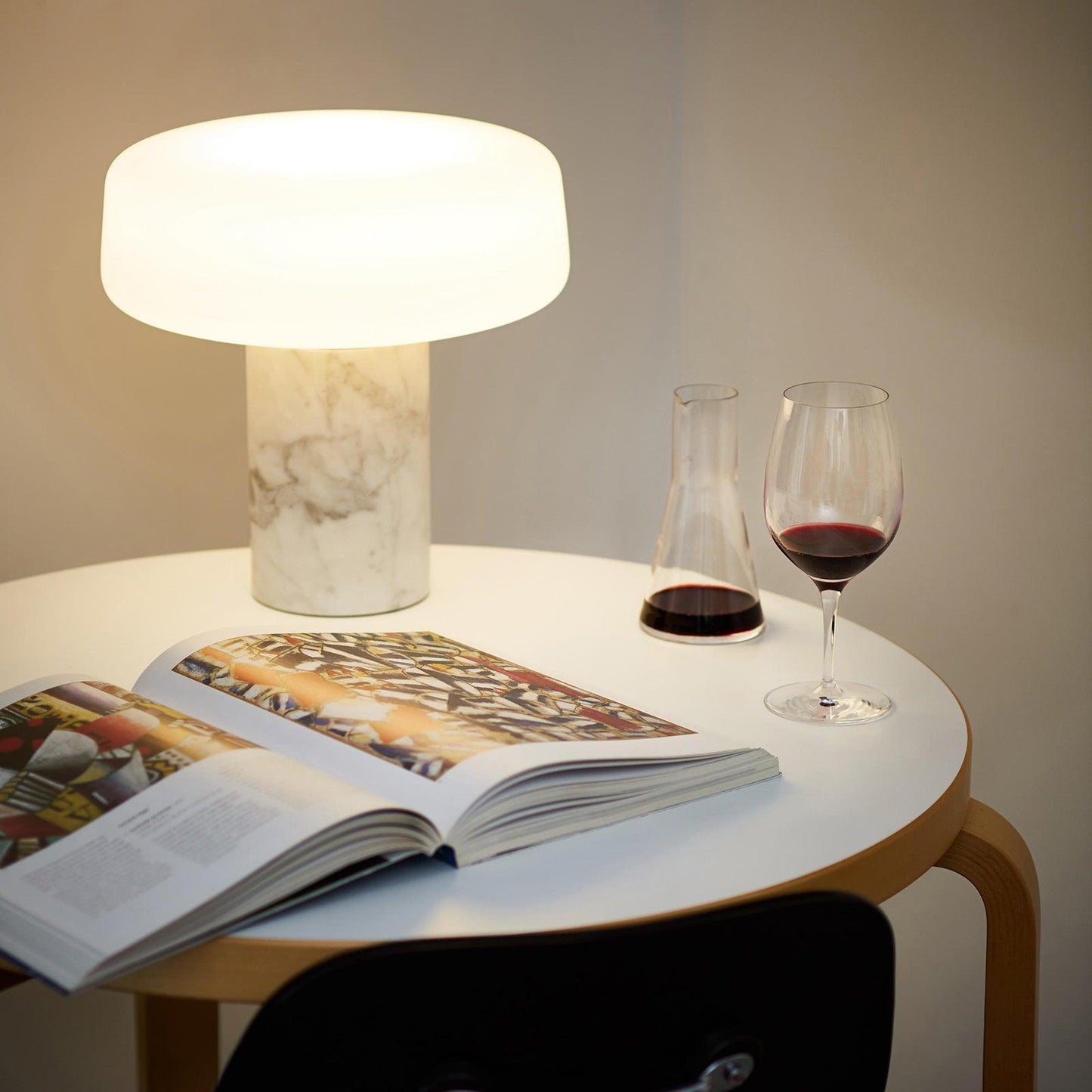 Table Lamp | Hand-Blown Glass Shade | White or Green Marble Base