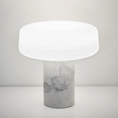 Table Lamp | Hand-Blown Glass Shade | White or Green Marble Base