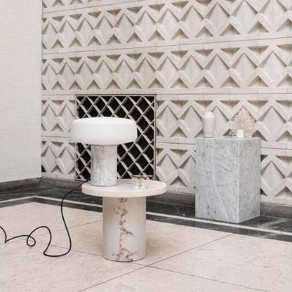 Table Lamp | Hand-Blown Glass Shade | White or Green Marble Base