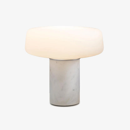 Table Lamp | Hand-Blown Glass Shade | White or Green Marble Base