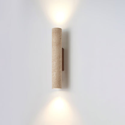 Solis Wall Lamp | Yellow Travertine & Walnut Wood | 32cm Height