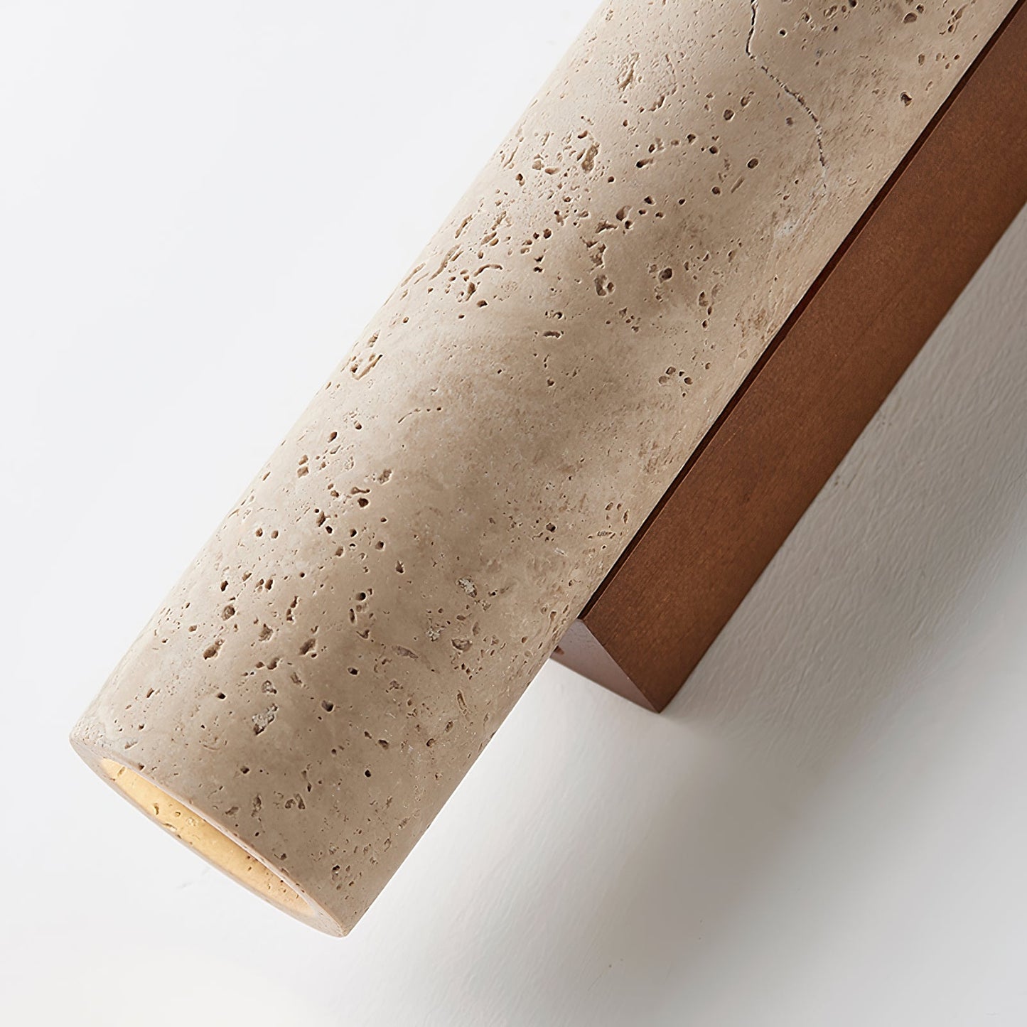Solis Wall Lamp | Yellow Travertine & Walnut Wood | 32cm Height