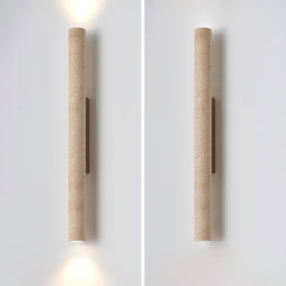 Solis Wall Lamp | Yellow Travertine & Walnut Wood | 32cm Height