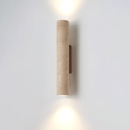 Solis Wall Lamp | Yellow Travertine & Walnut Wood | 32cm Height