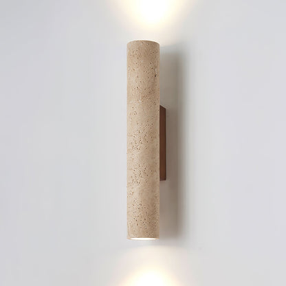 Solis Wall Lamp | Yellow Travertine & Walnut Wood | 32cm Height
