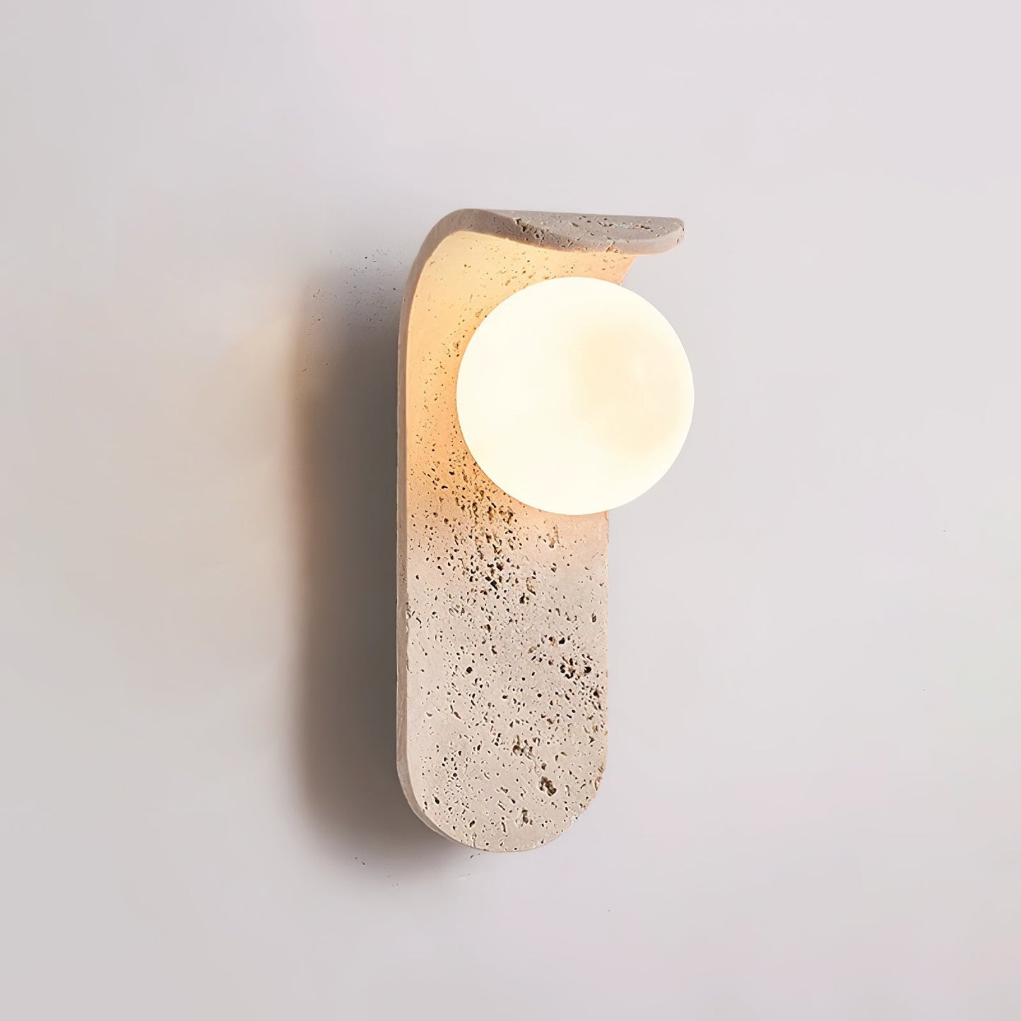 Solis Curve Wall Lamp | Yellow Travertine & Glass | 9.8" Height