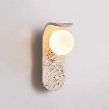 Solis Curve Wall Lamp | Yellow Travertine & Glass | 9.8" Height