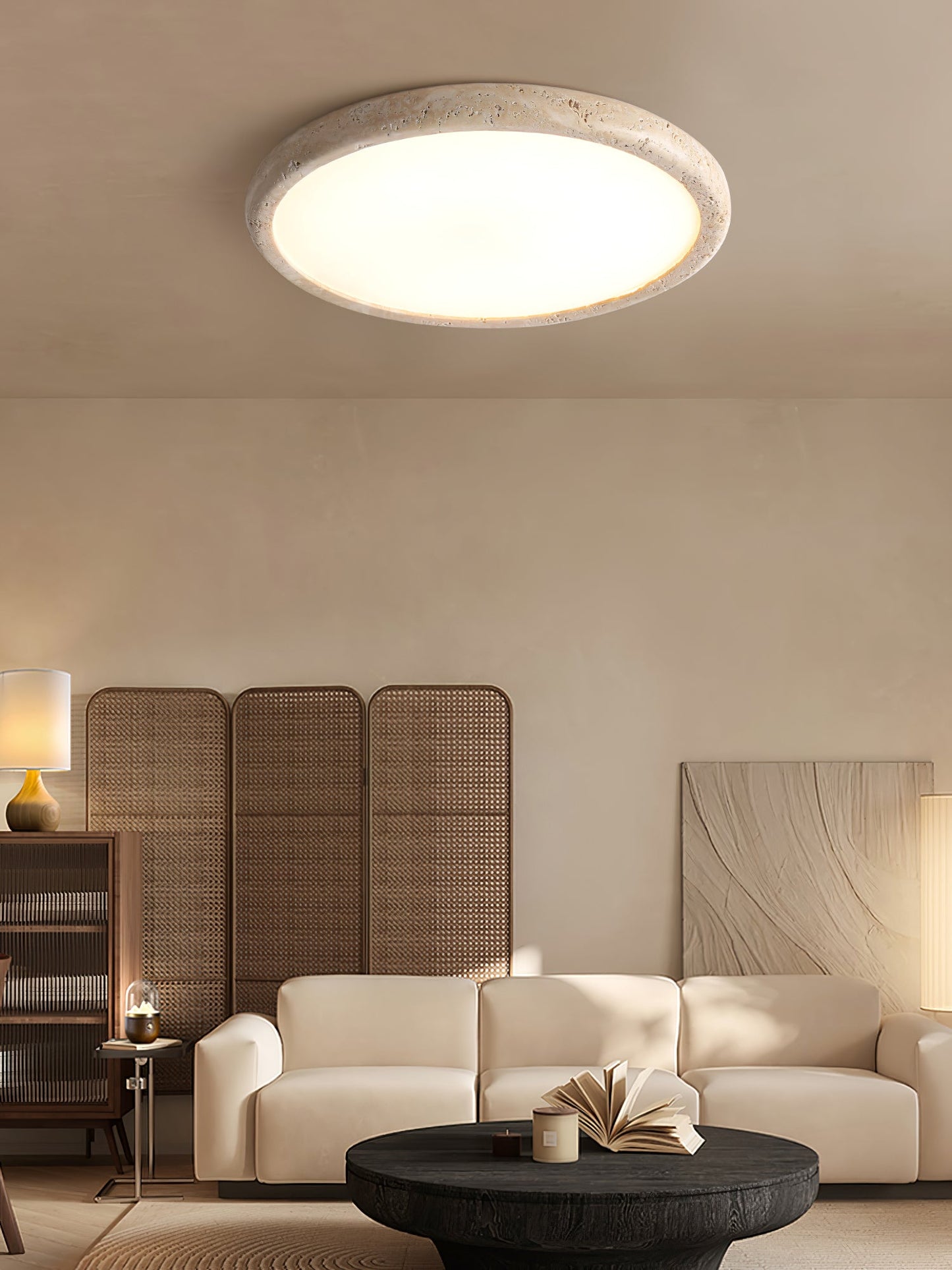 Solis Horizon Ceiling Light | Yellow Travertine | Multiple Sizes Available