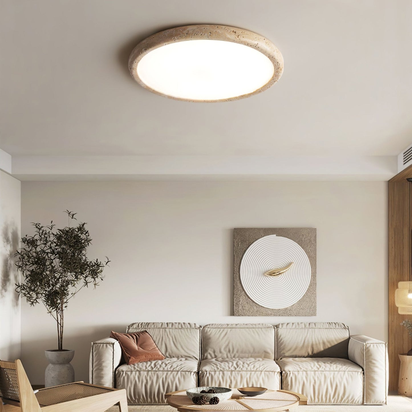 Solis Horizon Ceiling Light | Yellow Travertine | Multiple Sizes Available