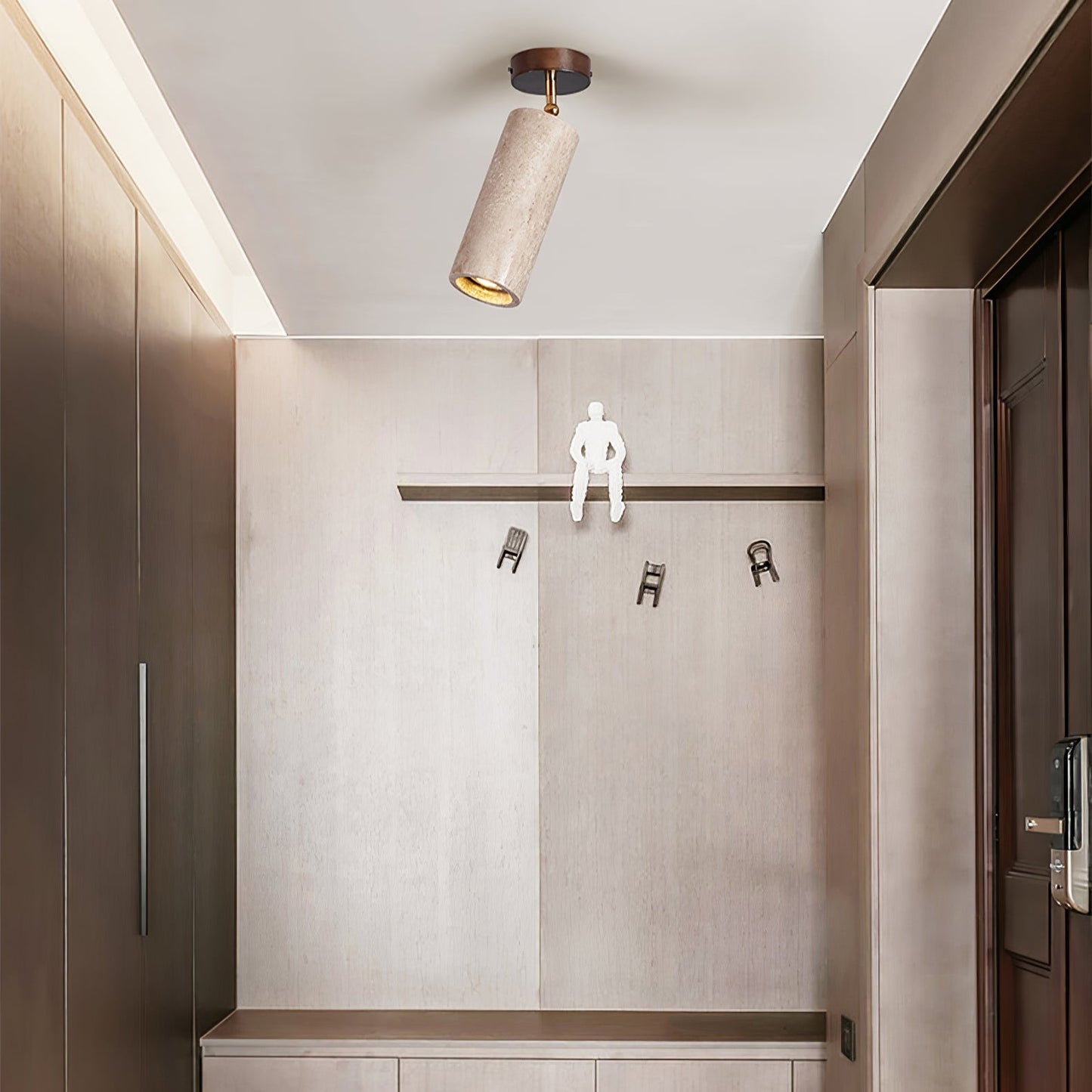 Solis Stone Spotlight | Yellow Travertine & Walnut Wood | Adjustable Ceiling Light