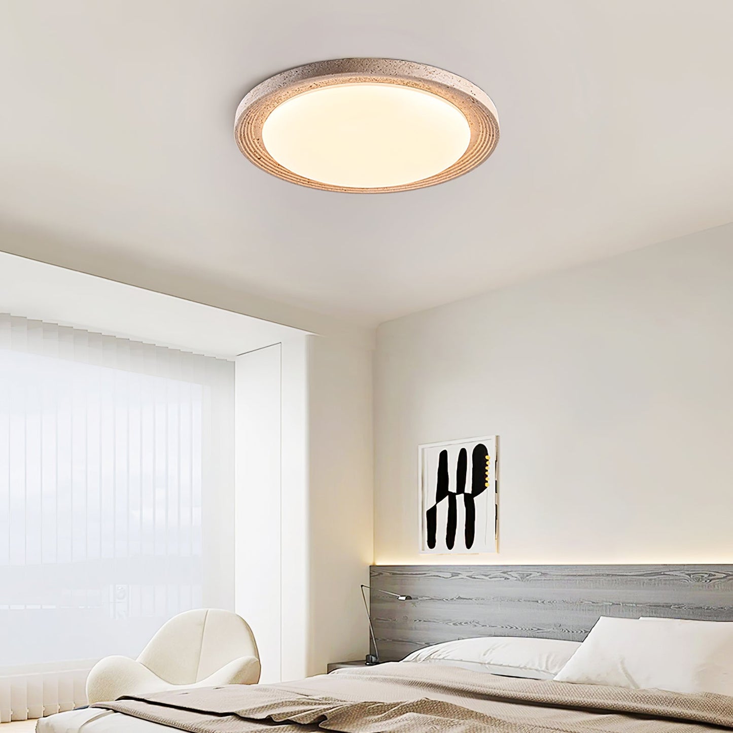 Soluna Ceiling Light | Yellow Travertine & Acrylic | Multiple Sizes Available