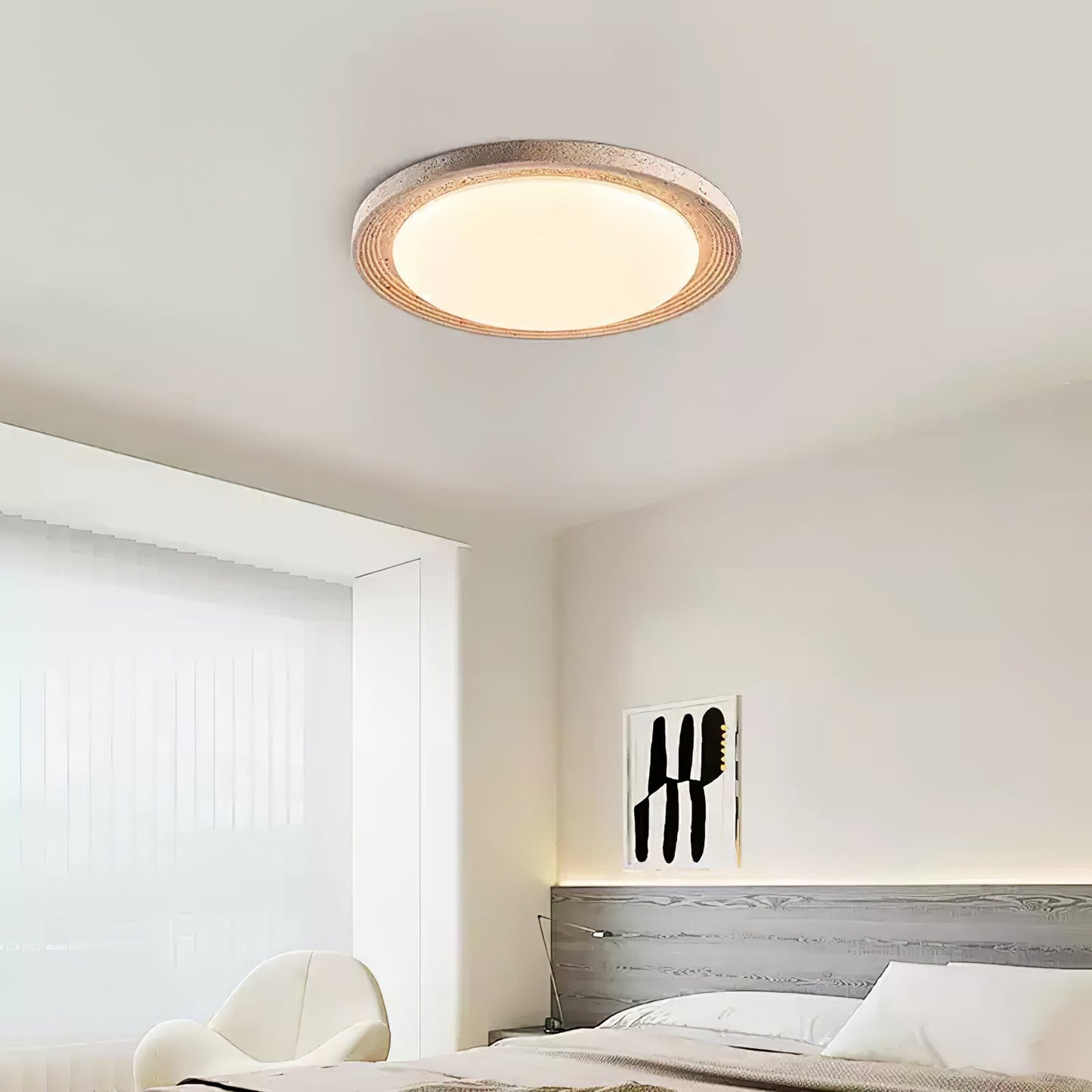 Soluna Ceiling Light | Yellow Travertine & Acrylic | Multiple Sizes Available