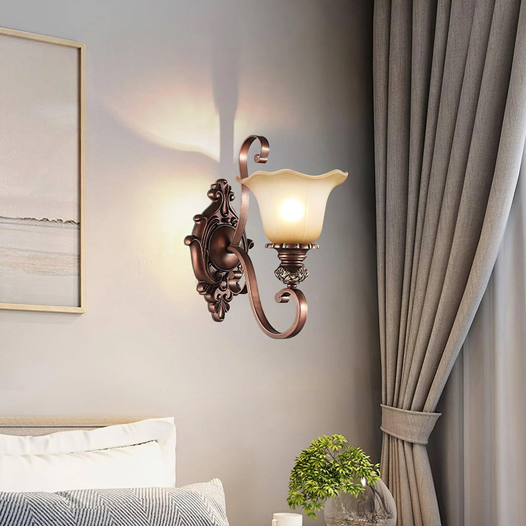 Sonoma Valley Wall Lamp | Brushed Copper & Beige Glass | Set of 2