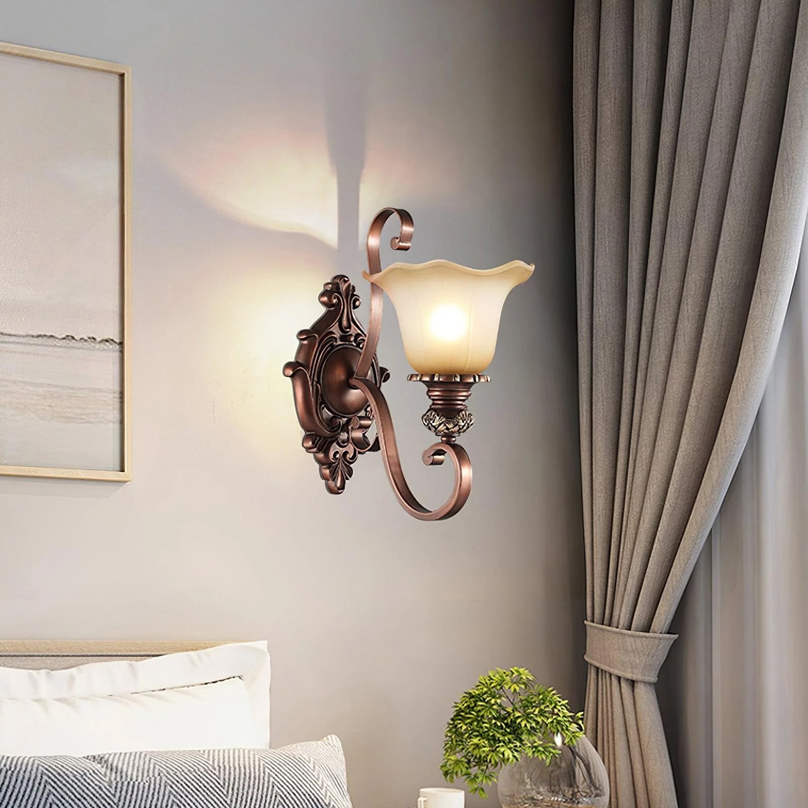 Sonoma Valley Wall Lamp | Brushed Copper & Beige Glass | Set of 2