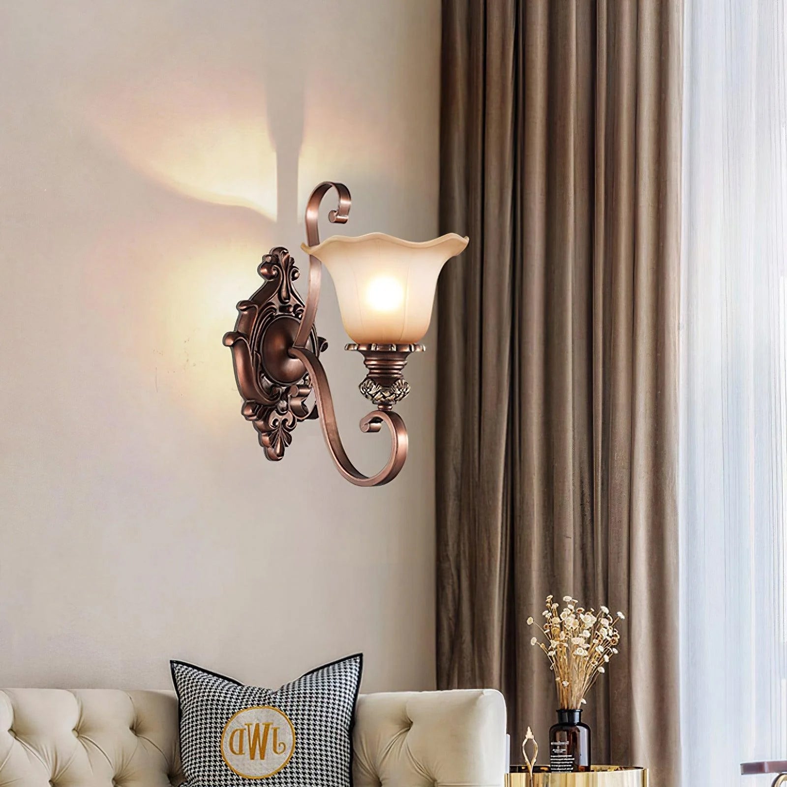 Sonoma Valley Wall Lamp | Brushed Copper & Beige Glass | Set of 2