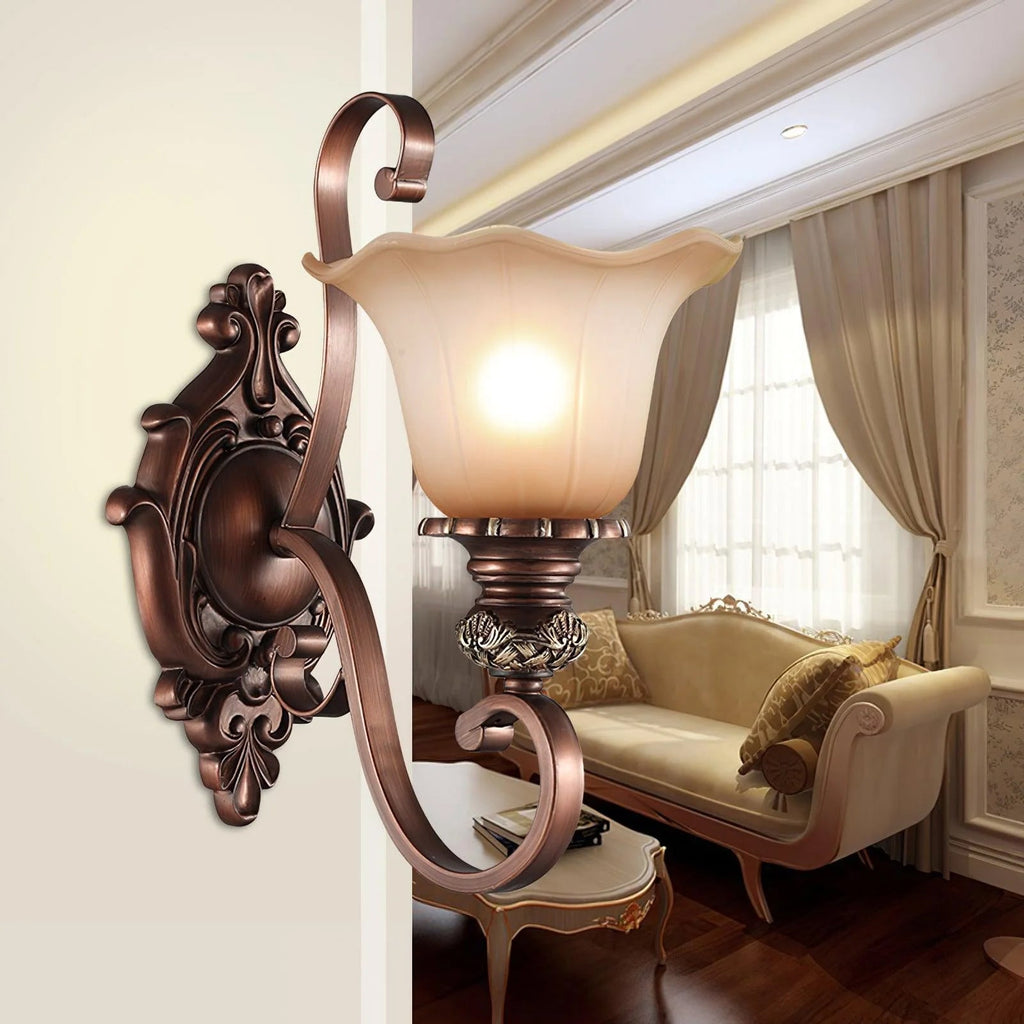 Sonoma Valley Wall Lamp | Brushed Copper & Beige Glass | Set of 2