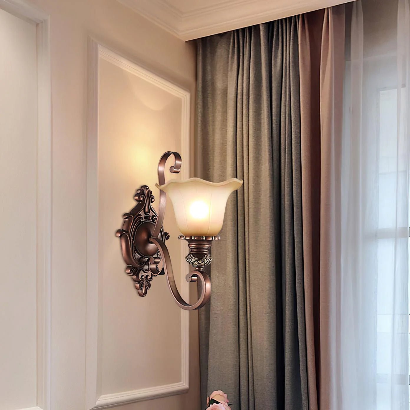 Sonoma Valley Wall Lamp | Brushed Copper & Beige Glass | Set of 2