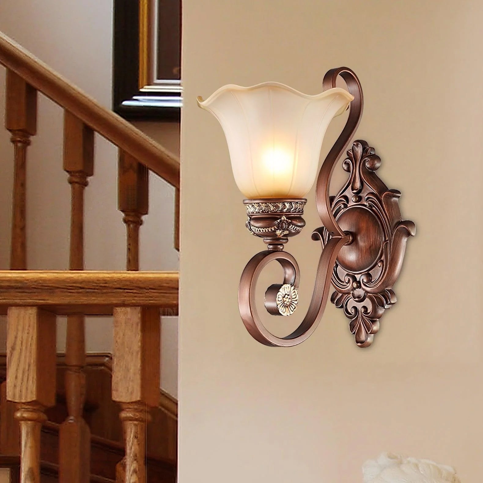 Sonoma Valley Wall Lamp | Brushed Copper & Beige Glass | Set of 2
